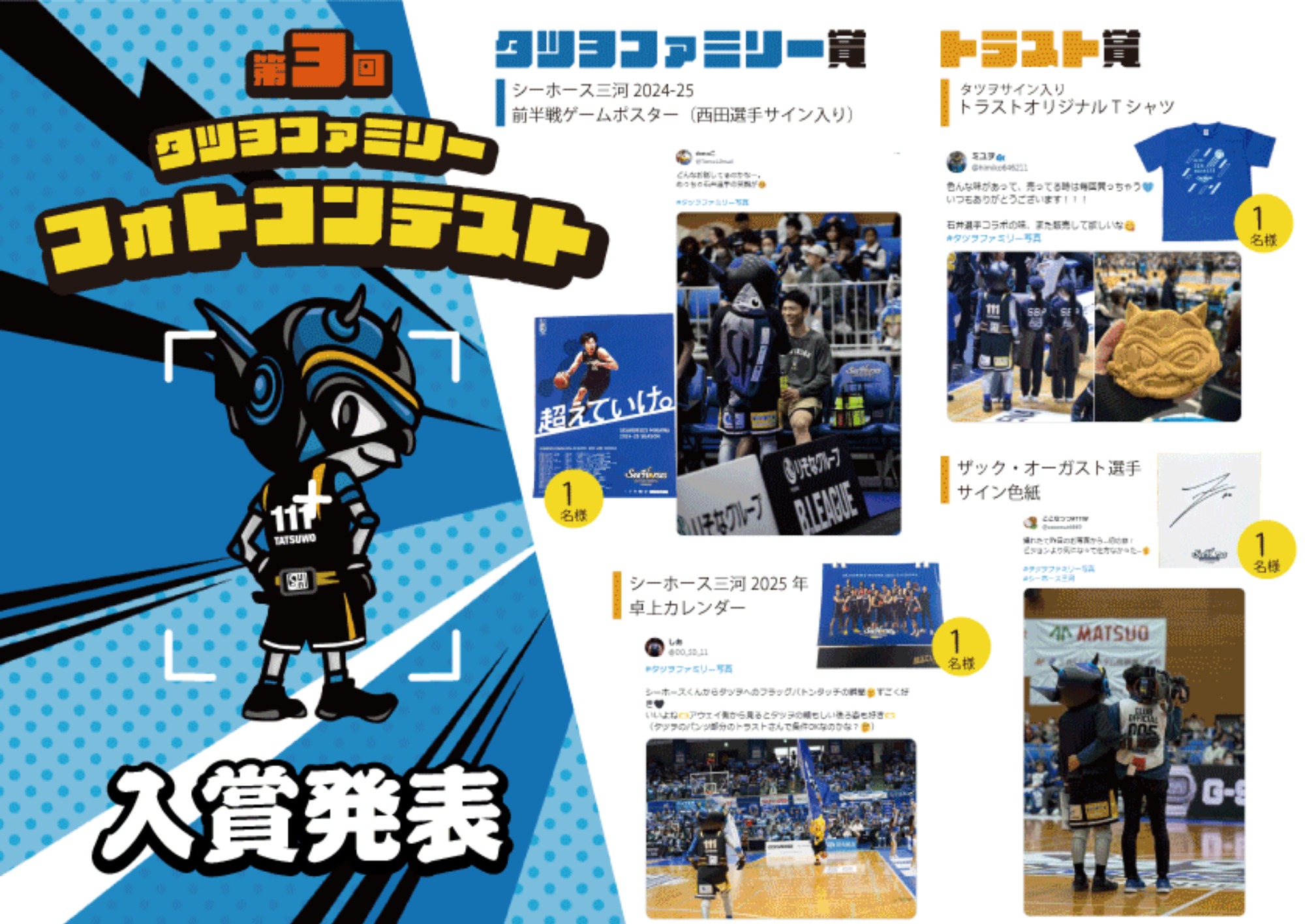 【シーホース三河】第3回タツヲファミリーフォトコンテスト♪入賞者発表！